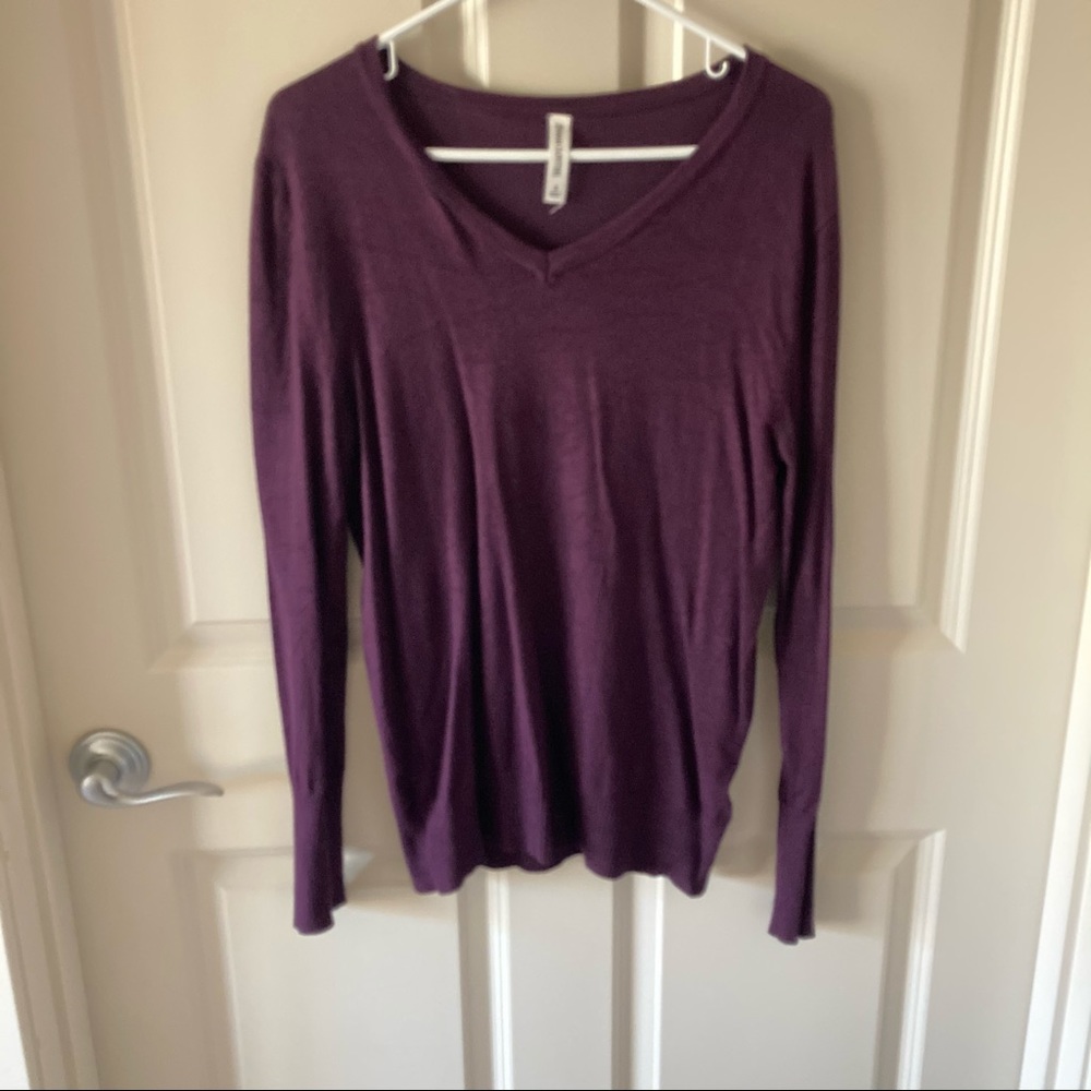 Plum Sweater with Gold Button Detail